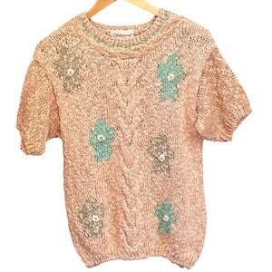 Vintage 90s Silvercord Sweater Cottagecore Grandmacore Preppy Soft Girl Coquette